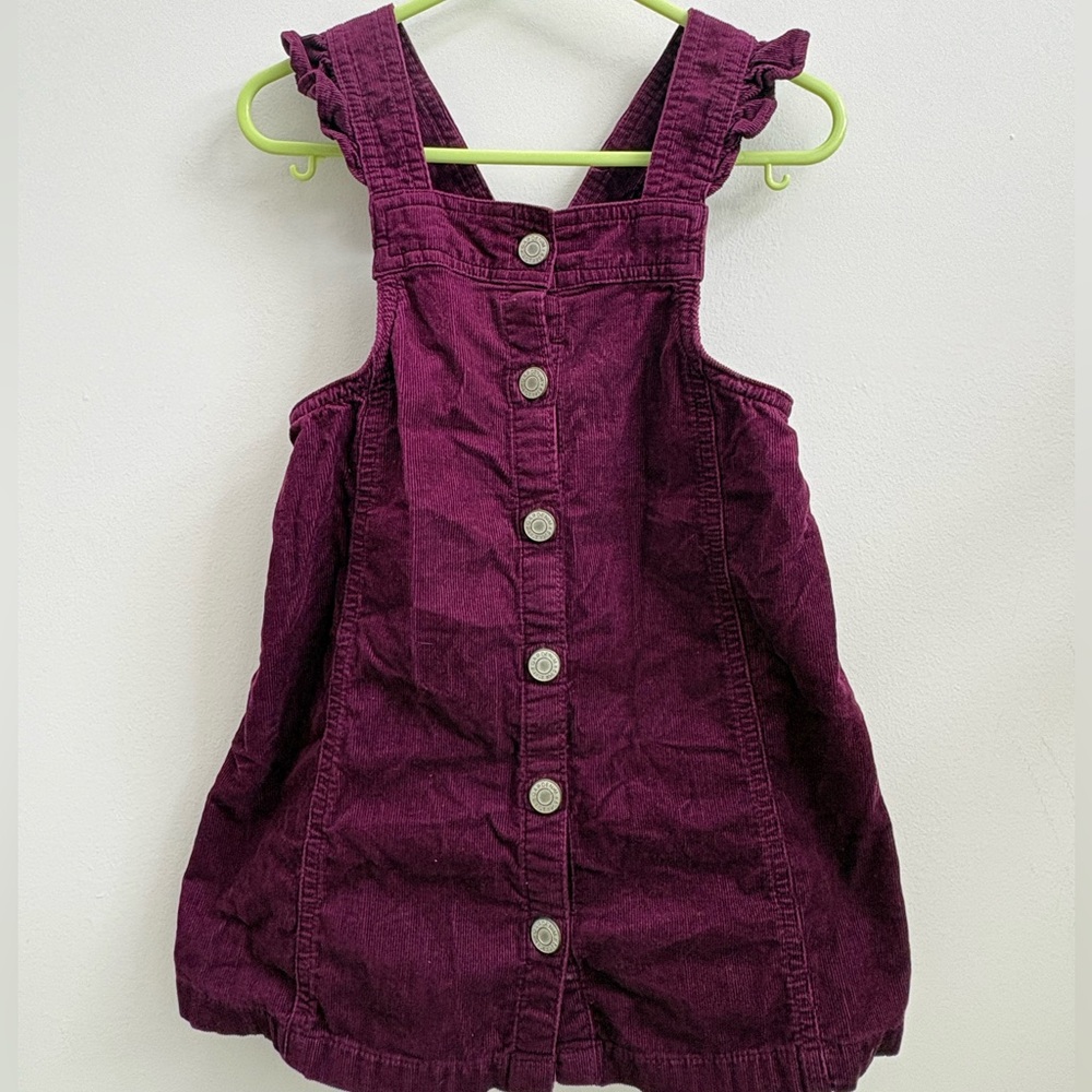 Baby GAP Corduroy Dress Plum Purple 3Y Ruffle Strap Fall Cute